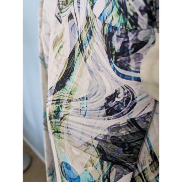 LIOR Paris Vanya Swing Jacket Women XL Cream Purple Swirl Art to Wear Lagenlook - Picture 4 of 14